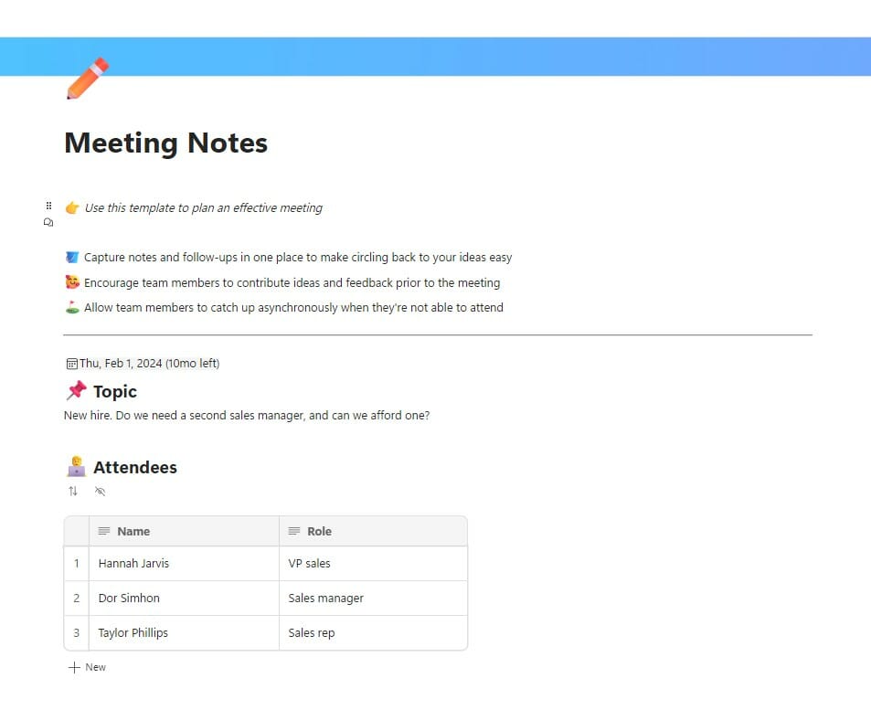 Microsoft Loop - Meeting Notes page.